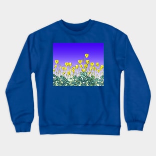 YELLOW CYCLAMENS,GREEN LEAVES UNDER BLUE SKY Floral Crewneck Sweatshirt